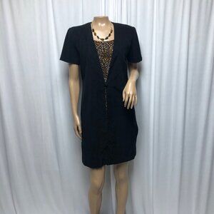 Worthington Dress Womens Size 6P Black Brown Animal Print Two Piece Look Party